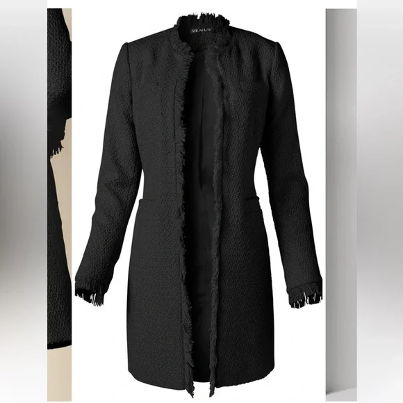 Black Tweed Jacket Size US 4 - Picture 5 of 9